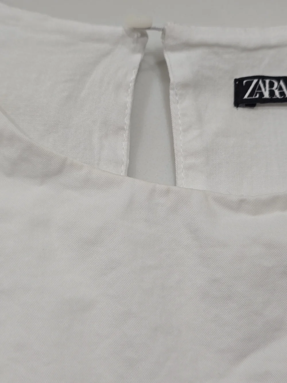 Zara White Cotton Puff Sleeve Crop Top Cutout Open Back Size L